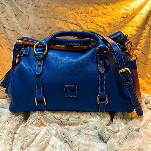 DOONEY BOURKE LARGE SATCHEL OCEAN BLUE FLORENTINE LEATHER